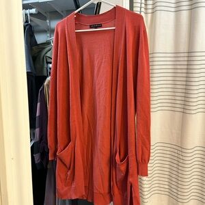 Long coral cardigan